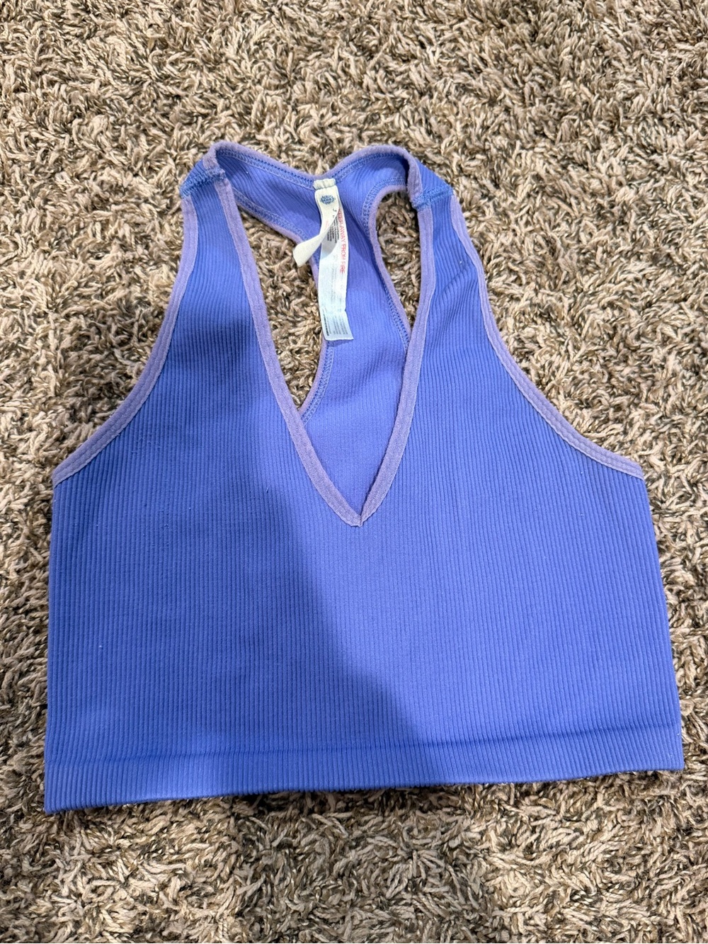 FP Movement by Free People Ribbed V-Neck Racerback Tank Top in Lavender Purple - Picture 1 of 3